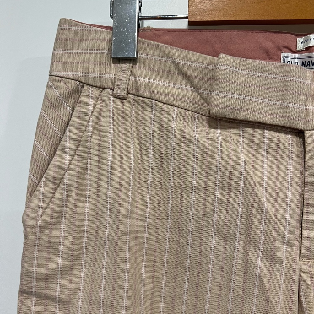 Y2K Old Navy Beige & Pink Pinstriped Shorts Women’s - Picture 5 of 15